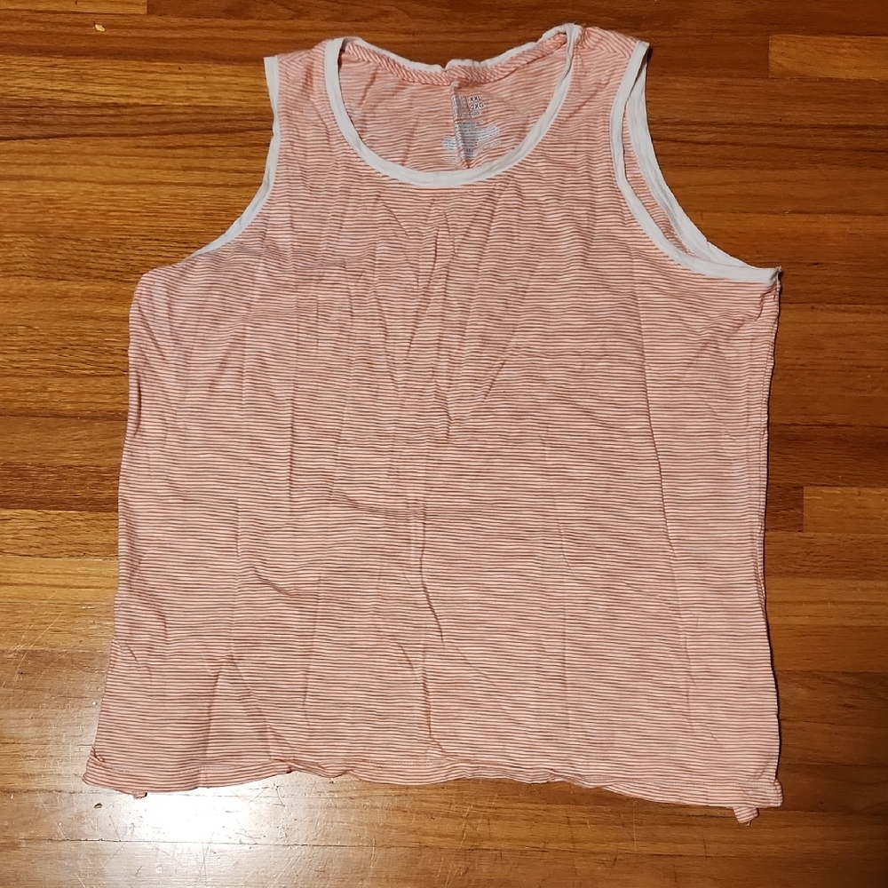 Time and Tru Coral Striped Tank Top